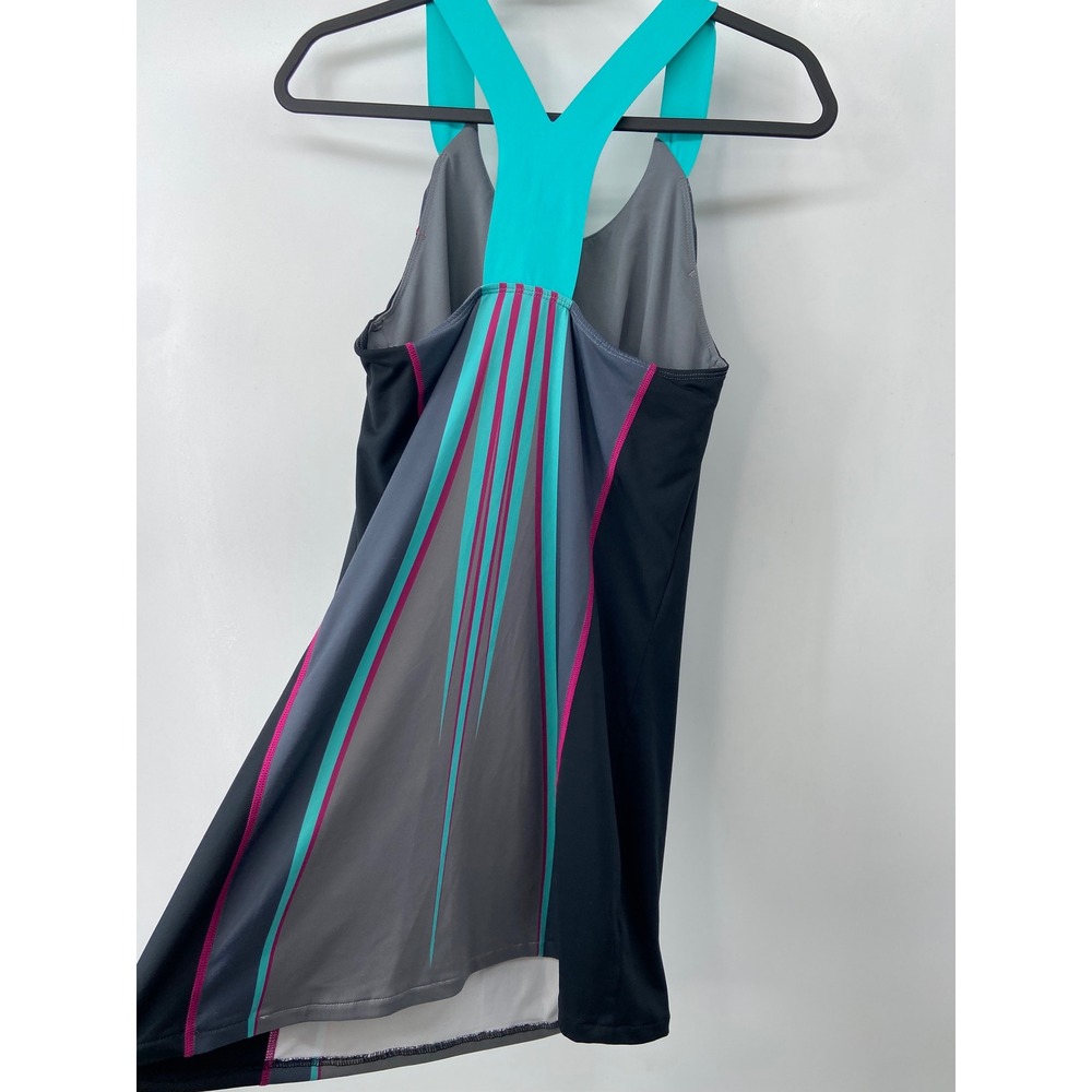 Title Nine Dress Women Small Grey Teal Athletic Racerback Gym Athletic Active